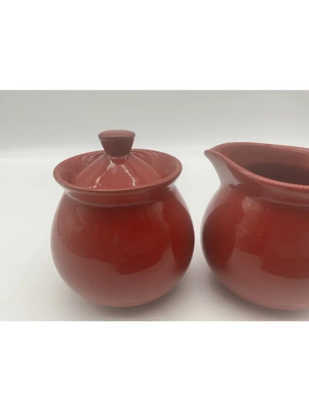 Waechtersbach Vintage Red Ceramic Creamer and Sugar Bowl Set in Cherry Red VTG